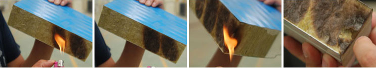 寶潤達(dá)聚氨酯封邊巖棉板防火測試